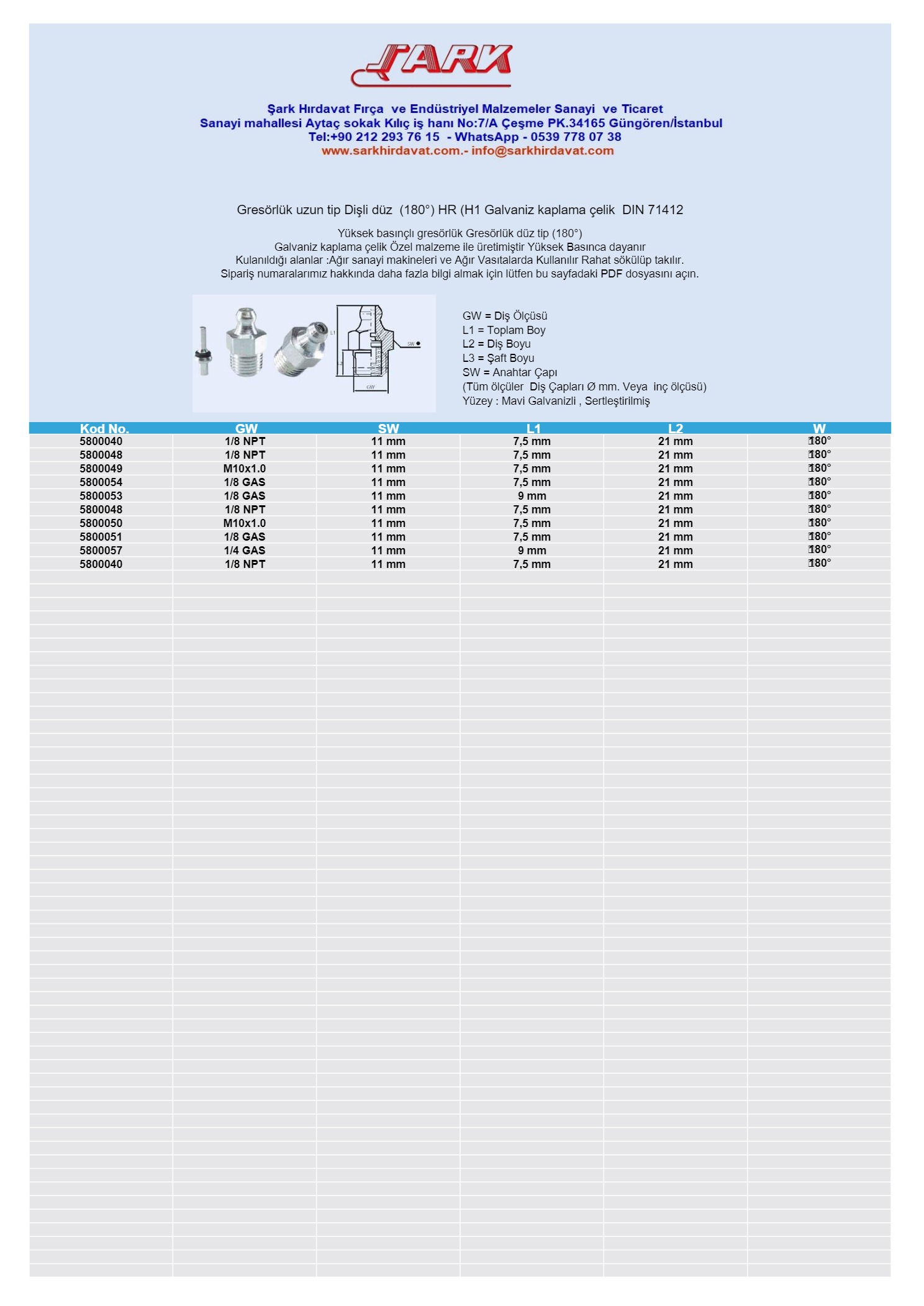 Gresorluk-uzun-tip-Disli-duz-180°-HR-H1-Galvaniz-kaplama-celik-DIN-71412